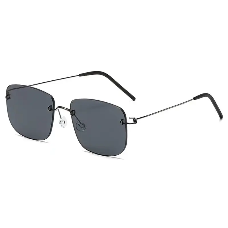 Aimee Women's Rimless Square Screwless Titanium Sunglasses 742366 Image 4