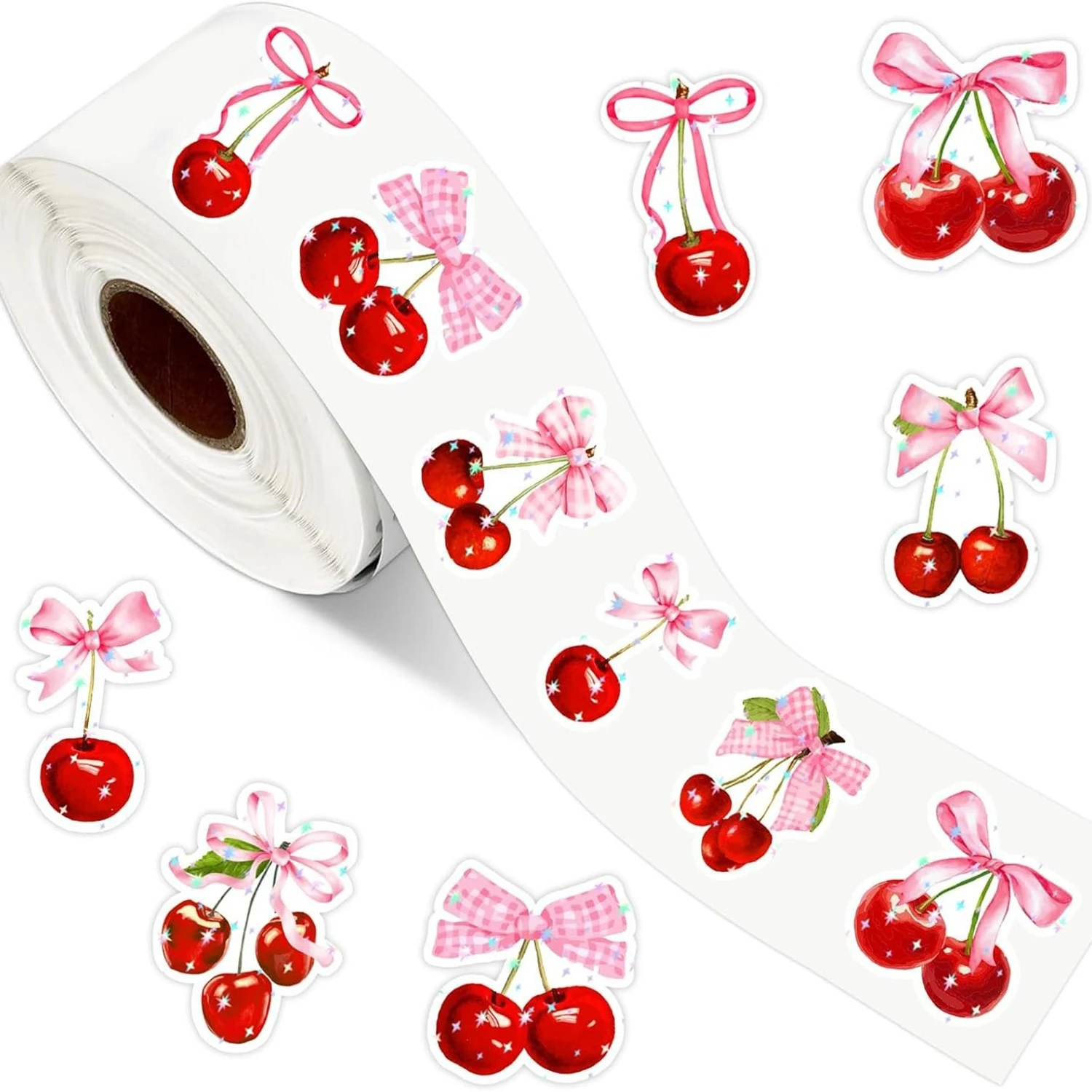 50-200pcs 체리 패턴 스티커 베이킹 생일 웨딩 파티 선물 포장 라벨 스크랩북 귀여운 편지지 스티커