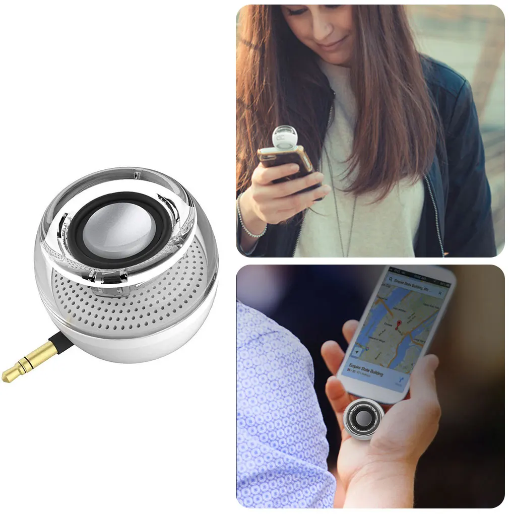 3.5mm Aux Audio Jack Mini Wireless Powerful Crystal Speaker Portable HIFI 3D Surround Phone Speaker For Smart Phone Tablet