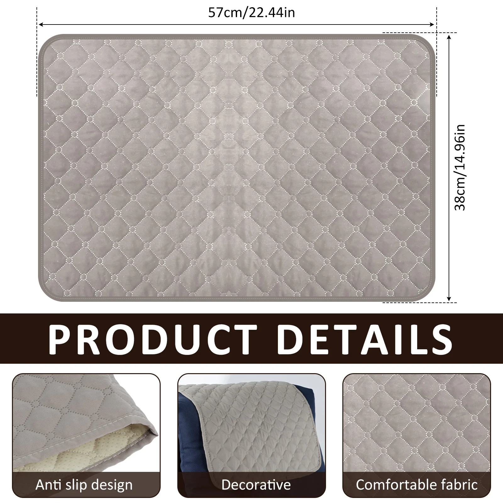 3Pcs Sofa Headrest Cover Polyester Soft Recliner Headrest Protector 57x38cm Wear Resistant Furniture Protector for Recliner Sofa