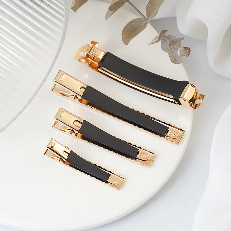 Gold French Barrette Style Spring Hair Clips Automatic Clip Blank Width