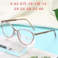 Retro Literary TR90 Cat Eye Prescription Eyeglasses Women Ultralight Oval Student Nearsighted Glasses Female 0 -0.5 -0.75 T0 -4 1