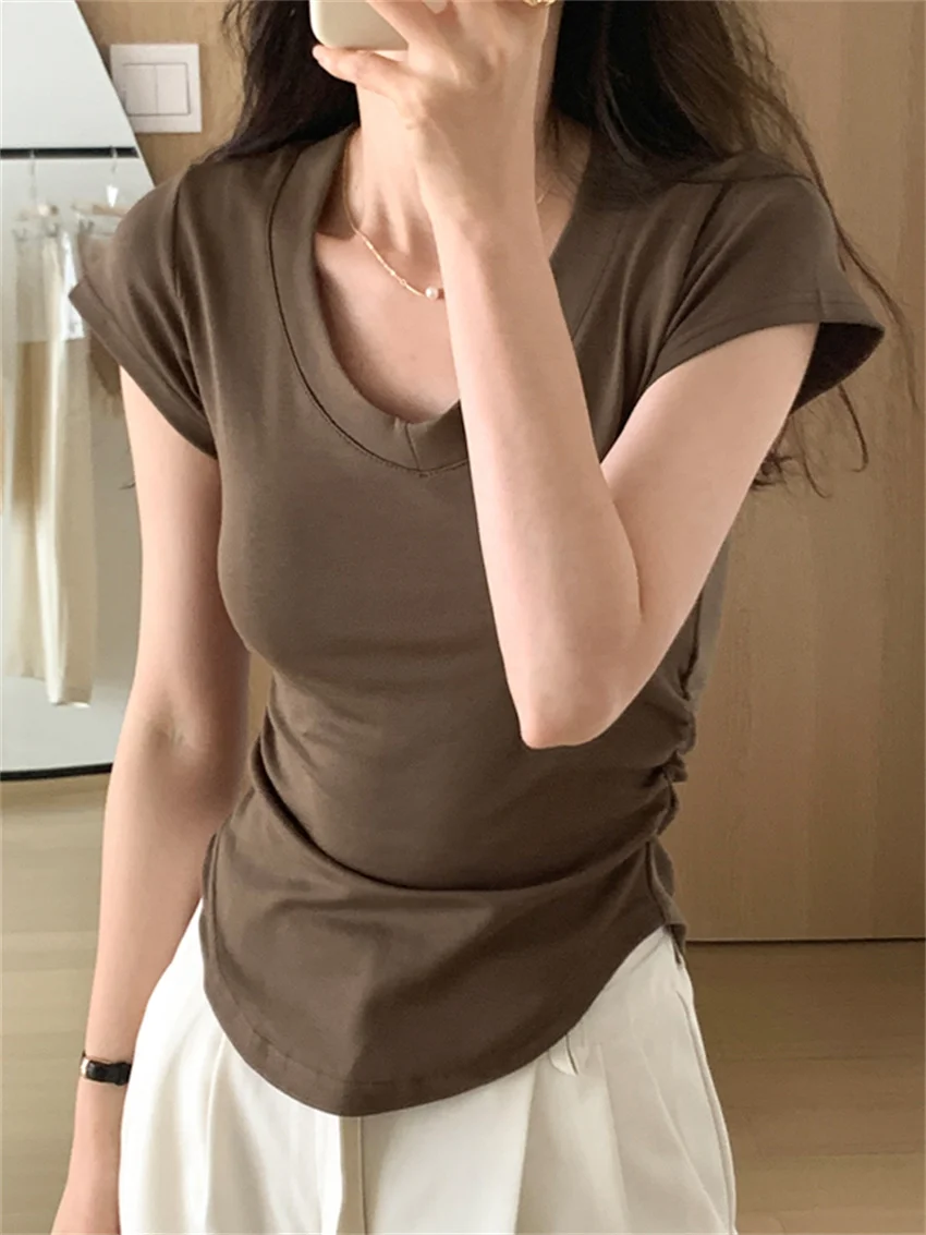 Plamtee S-2Xl Bottoming Tees Donna Solid New Slim Office Lady Shorts Sleeve New Ol Work Wear Skinny Fashion Summer T-Shirt