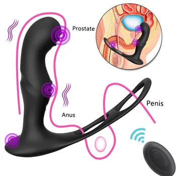 Male Prostate Massage Remote Anal Vibrator 10 Speeds Delay Ejaculation Ring Testis Stimulate Anus Plug Butt Adult Sex Toys 18+ 4