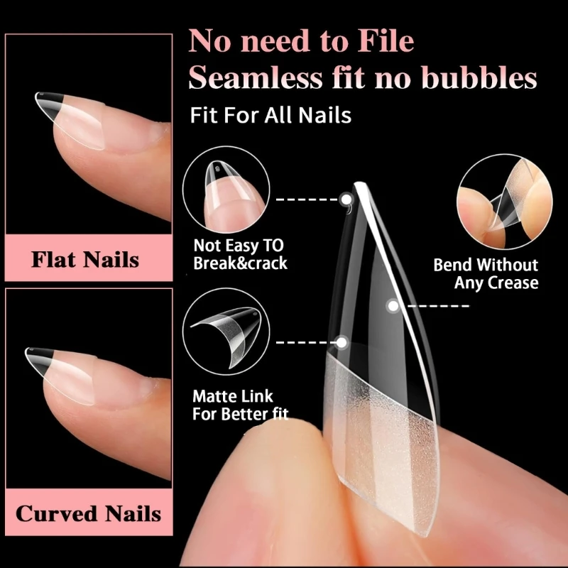 

600 Pcs/Set Clear Tips Short Half Cover Tips Soft Gels Tips Supplie R3MF