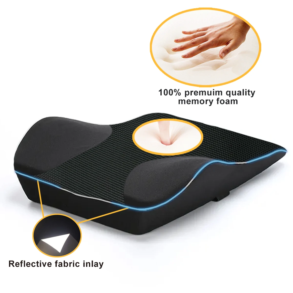 Foldable Slow Rebound Ergonomic Memory Foam Lumbar Pillow Back Support Cushion Waist Pillow for Cars Office Chair