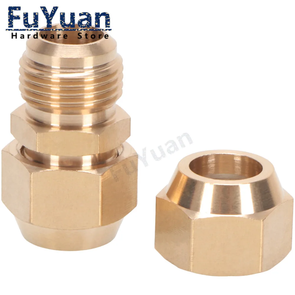 Flared Brass Straight through pipe fittings 1pcs 6/8/10/12/14mm Tube connector Fitting Air conditioning extension tool Fitting
