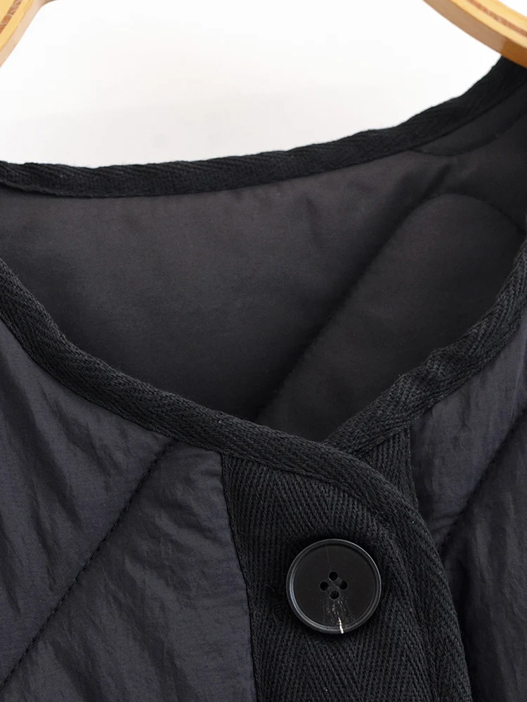 Casual Women's Cotton Jacket O Neck Coat Autumn Winter Fashionable Comfortable Female Long Sleeve Loose Large Pocket Outerwear