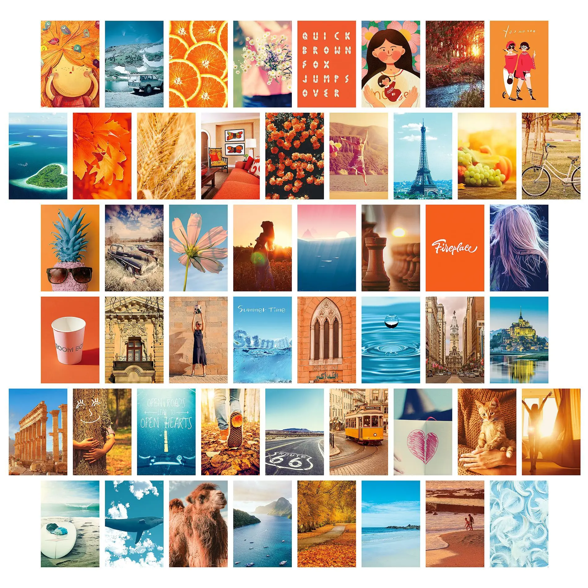 50pcs Coated Paper Art Postcards Posters Decorative Paintings Color Aesthetics Business Cards Home Decor