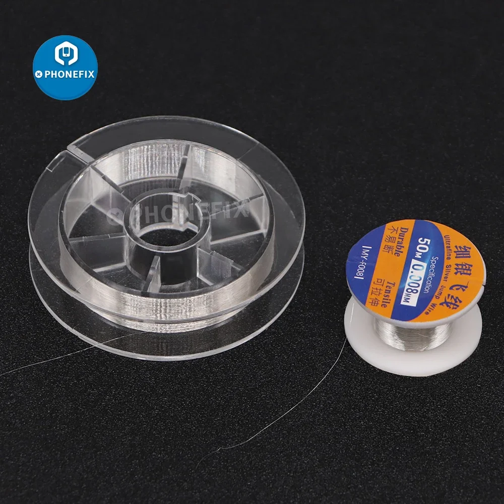 Superfine Silver Jump Wire 0.008MM 50M 200M Silver Wire Ultra-Fine Fly Line for Mobile Phone Motherboard PCB Repair soldering wire welding wires