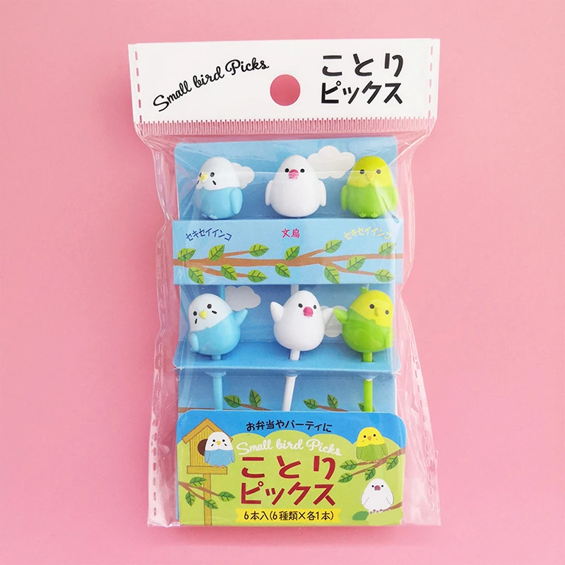 Chicken Dinosaur Fruit Fork Cartoon Children Snack Cake Dessert Food Fruit Pick Toothpick 6pcs