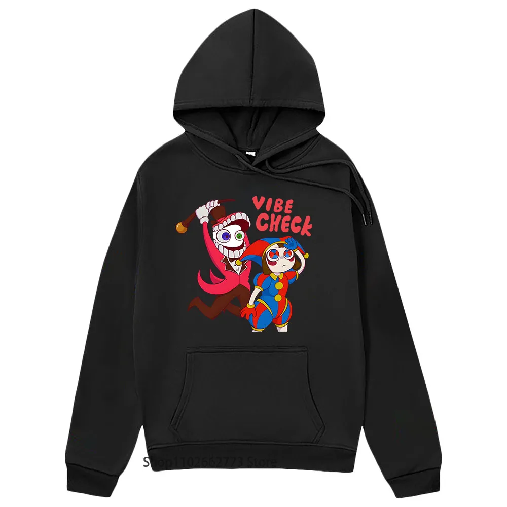 

The Amazing Digital Circus Hoodies for Women Men Cain Vibe Check Graphic Sweatshirt Long Sleeve Pullover High Street Streetwear