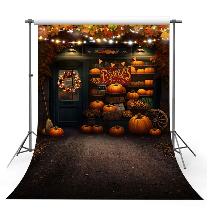 

Mehofond Photography Background Halloween Pumpkin Autumn Maple Leaves Kids Birthday Party Portrait Decor Photo Backdrop Studio