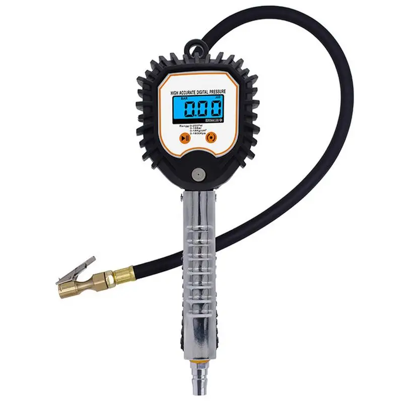 

Digital Tire Inflator With Pressure Gauge Air Chuck Tire Gauge 255 PSI 4 Settings Tyre Accessories With Wide Backlit LCD Screen