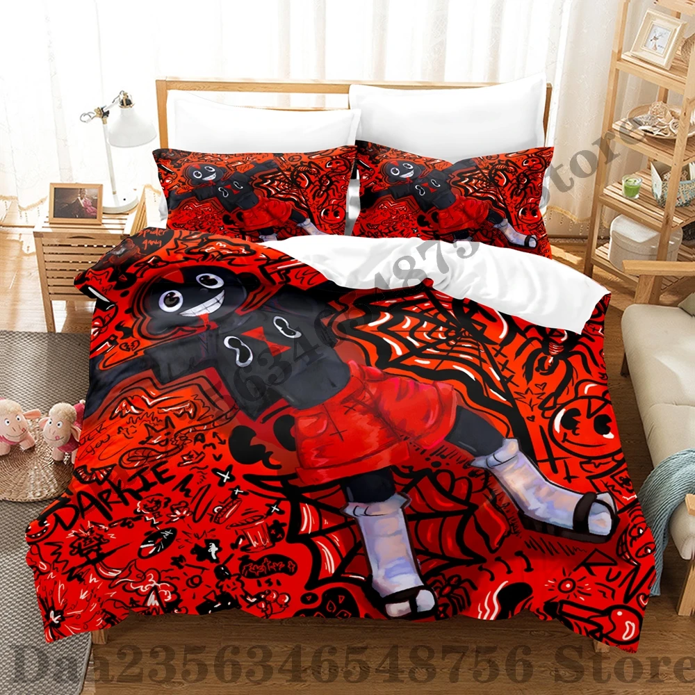 2024 Lil Darkie Bedding Set Single Twin Full Queen King Size Bed Set Adult Kid Bedroom Duvetcover Sets 3D Anime Bed Sheet Set 4