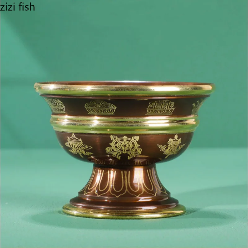 Tibetan Buddha Bowls Copper Water Purifying Cups Decorative Cup Holy Water Cup Buddhist Supplies Dharma Cup Sacrificial Vessel 2