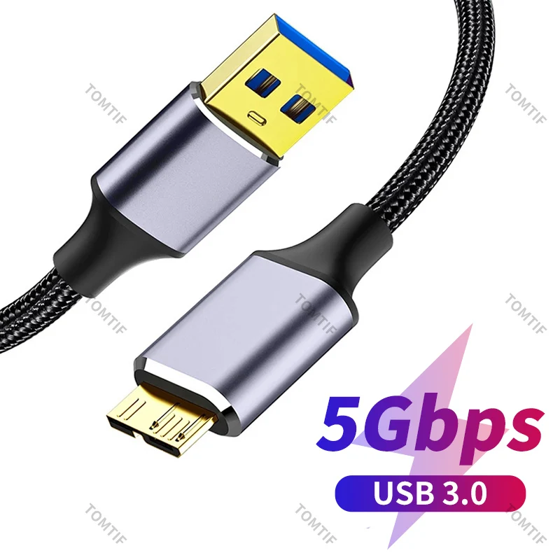 하드 드라이브 외장 케이블, 마이크로 B USB 3.0 케이블, 3A 고속 충전 데이터 코드, 삼성 노트 3 S5 도시바 소니 USB 마이크로 B 케이블 