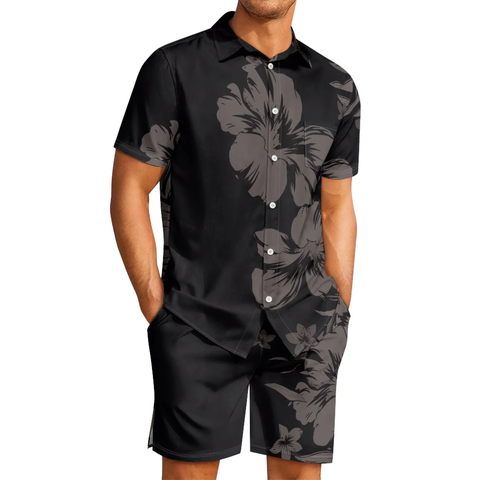 

Polynesian Tribal Hawaiian Totem Tattoo Hawaii Prints Men's Beach Casual Comfort Polyester Fabrics Lapel Hibiscus Shirt Suit