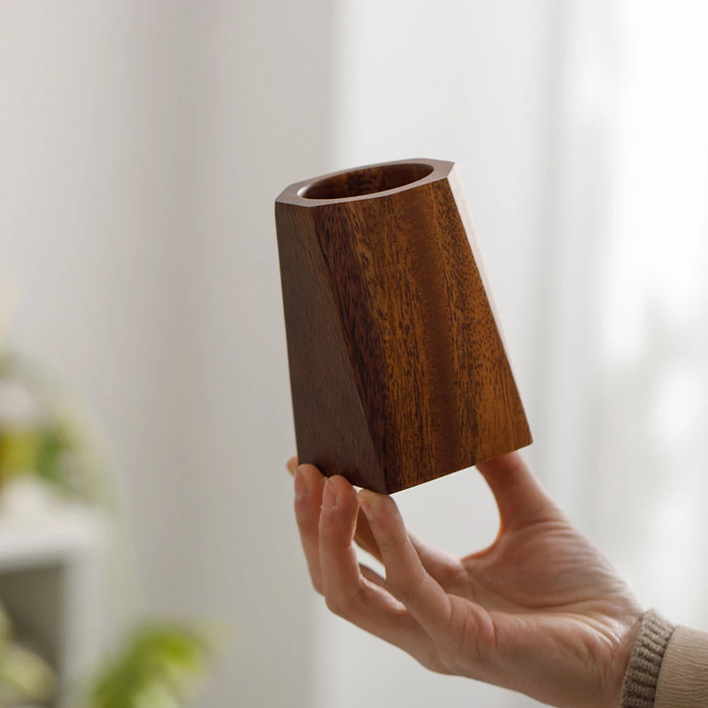 Vintage Walnut Wood Desktop Organizer and Pen Holder