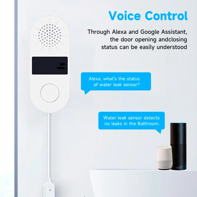 Tuya WiFi Water Leak Sensor 130DB Water Leak Detector Smart Life APP Notification Alerts,Water Flood Leak Alarm Home Security 3