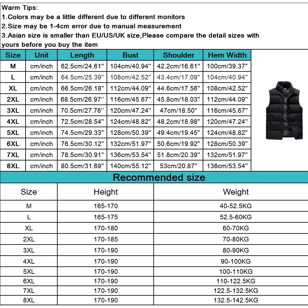 Men Warm Thicken Jacket Waistcoat Autumn Winter Windproof Warm Vest Coat Male Sleeveless Jackets Waistcoat Fashion Outdoor Coat