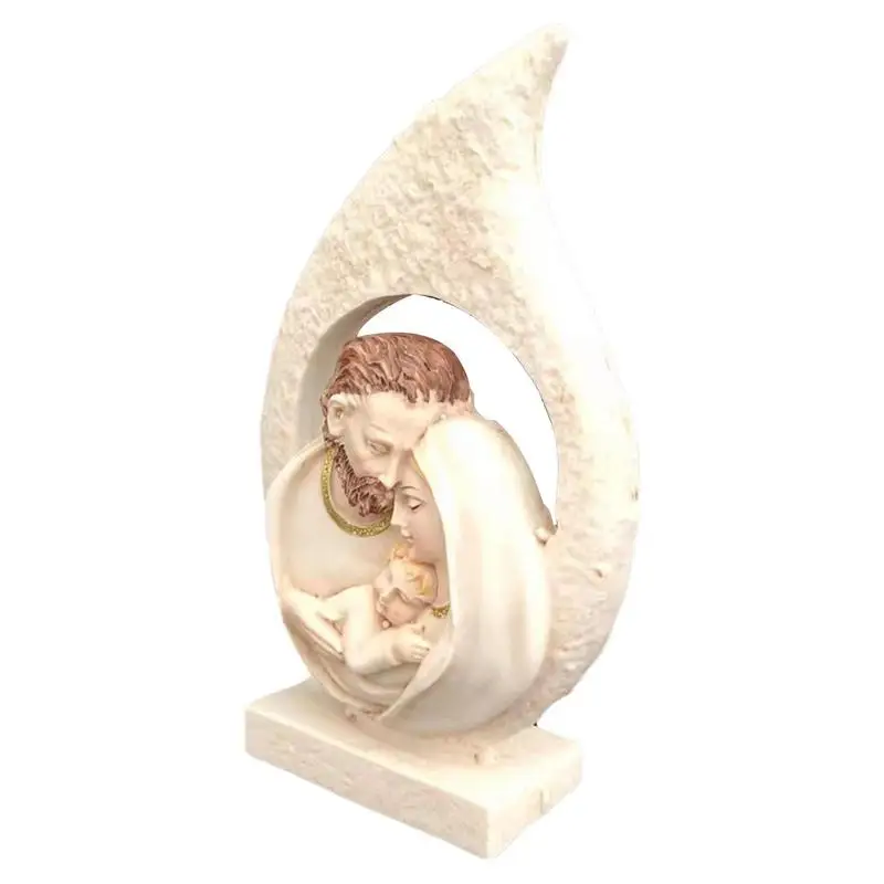 Nativity Statue Jesus Sacred Sculpture Living Room Figures Home Furnishings Decorative Hand-painted Resin Ornament Artwork