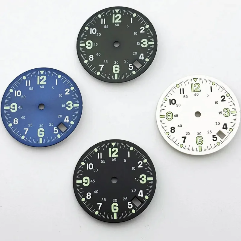 Dual Time Zone 28.5mm Green Blue Watch Dial with Single Calendar and C3 Luminous Feature