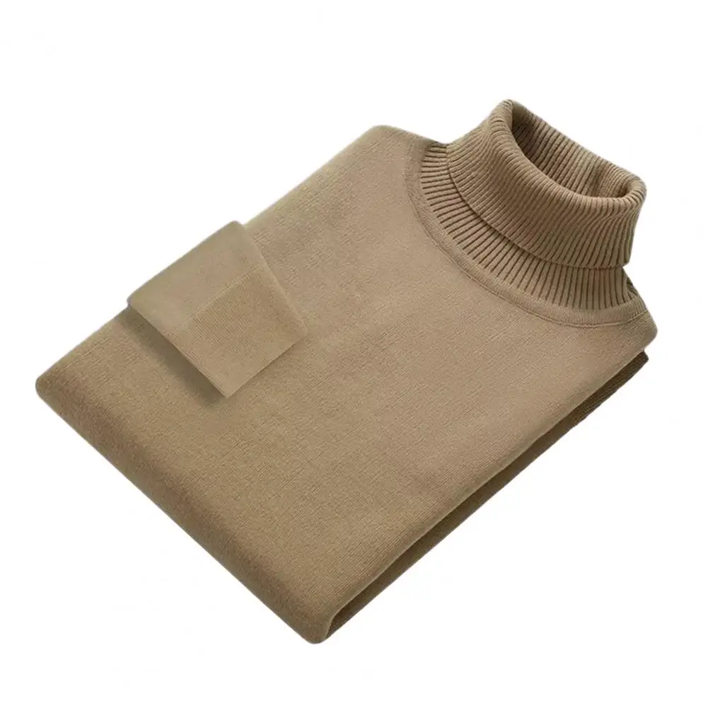 

High Lapel Sweater Men Versatile Solid Color Loose Windproof Sweater for Layering Flattering Fit Pullover Men Clothing