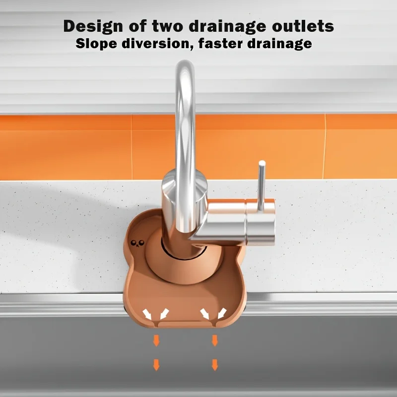 Silicone Faucet Drain Mat for Kitchen and Bathroom - Splash Guard, Water Catcher, Drying Rack for Utensils