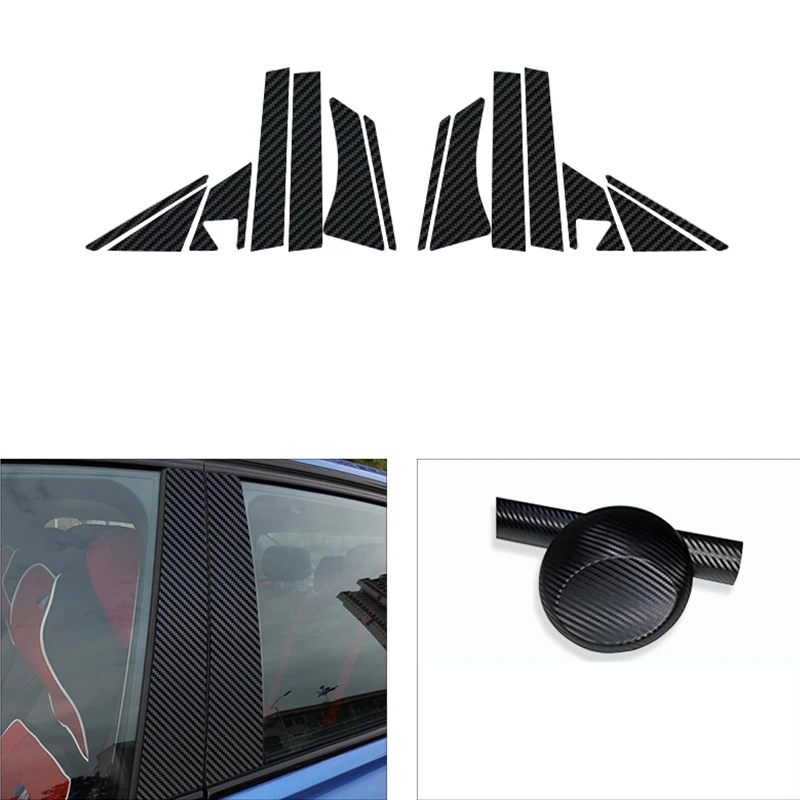 

For Ford Focus 2015-2018 Carbon Fiber Protective Sticker Exterior Window BC Center Pillar Trim Strip Car Sticker Car Accessories