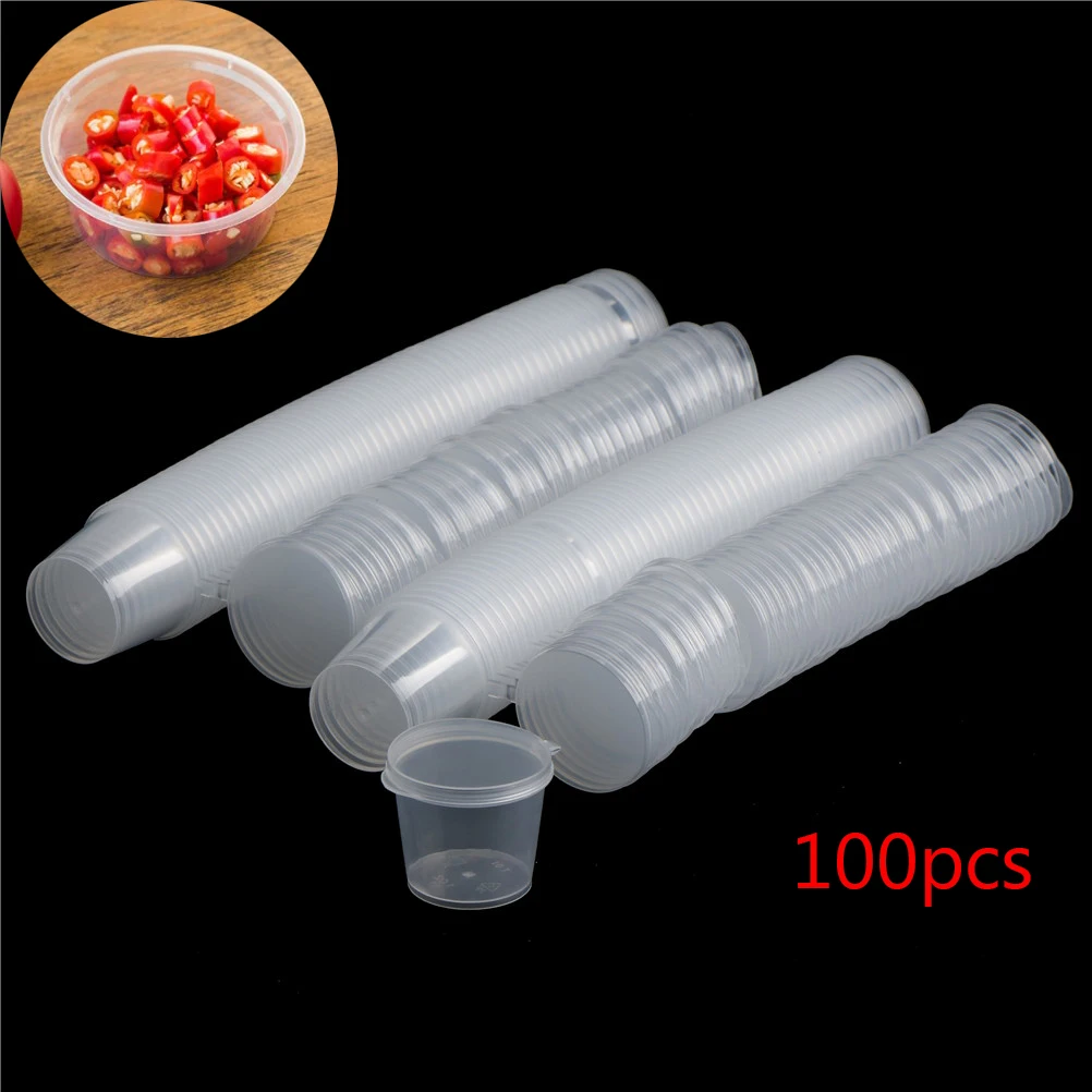 100Pcs Food Grade Seasoning Container Sauce Boxes Takeaway Packing Box Disposable Cups for Oil Vinegar Garlic & Chilli