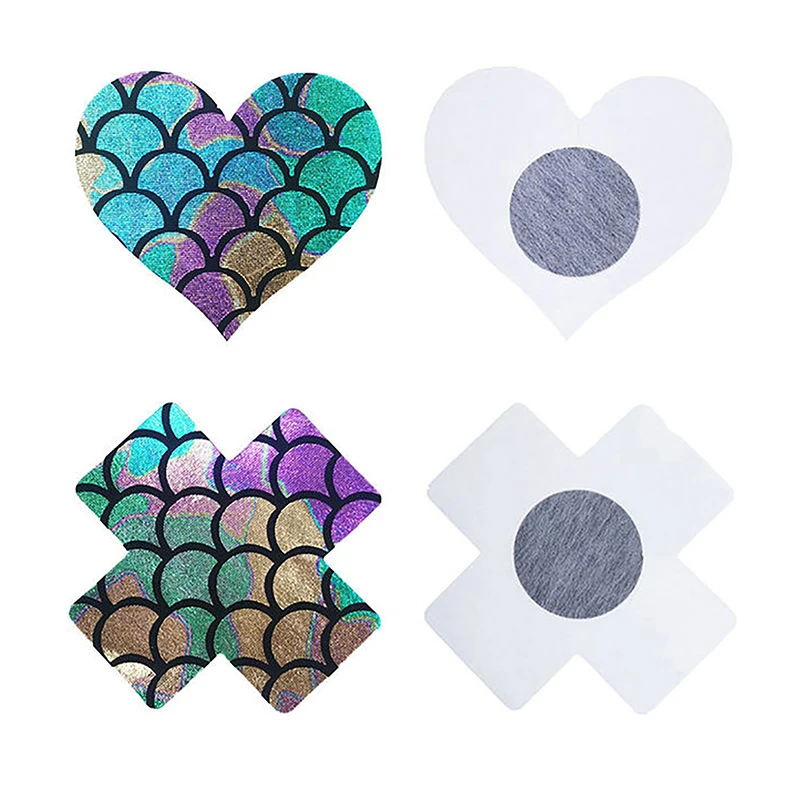 

Ultra-thin Laser Mermaid Chest Sticker 1 Pairs Breast Pasties Nipple Cover Breathable Disposable Invisible Bra Adhesive