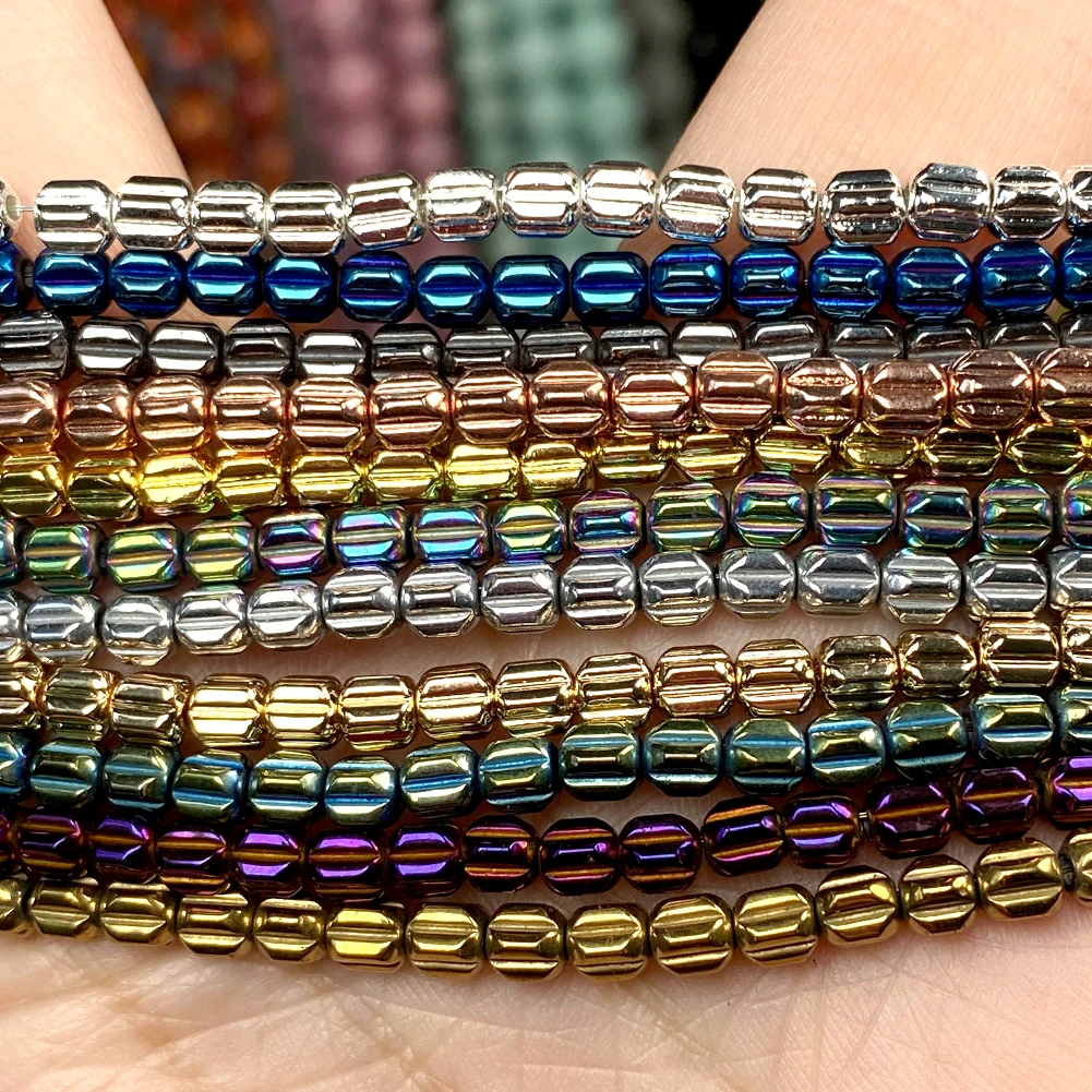 Natürlicher Hämatit-Stein, 3 x 3 mm, plattiert, bunte Kürbisform, Hämatit-Abstandsperlen für Schmuckherstellung, passend für DIY-Armband-Zubehör – Detail 8