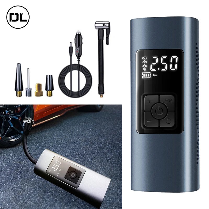 

Tire Inflator Portable Electric Air Compressor 6000mAh Rechargeable Mini Tire Pump with LED for Car Motorcycles Bicycle