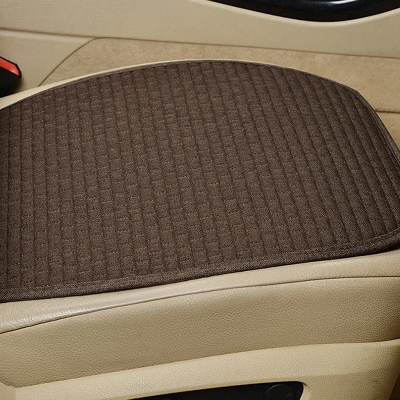 Coprisedile per auto antiscivolo di dimensioni universali seggiolino auto cuscino protettivo per sedile anteriore accessori per auto in tessuto di lino senza schienale - Image 3