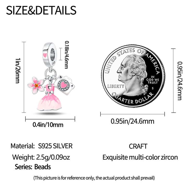 100 % 925 Sterling Silber Mode High Heels Lippenstift Kamera Life Series Charms Perlen passen Qikaola Original Armbänder DIY Schmuck – Detail 33