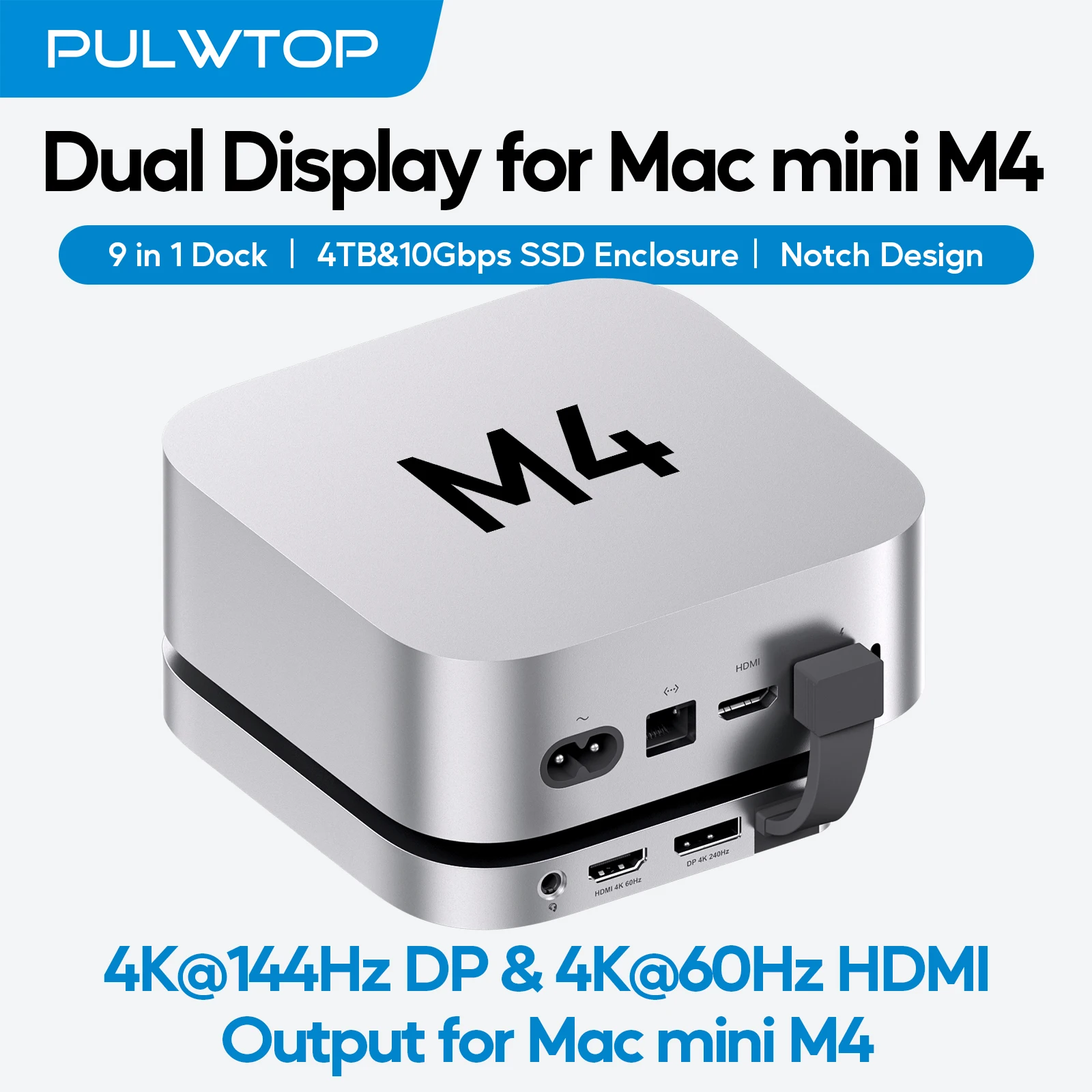 9 In 1 Aluminium Stand And Dock With M.2 NVMe SSD Enclosure Up To 8tb For Mac Mini M4 Pro - View #8