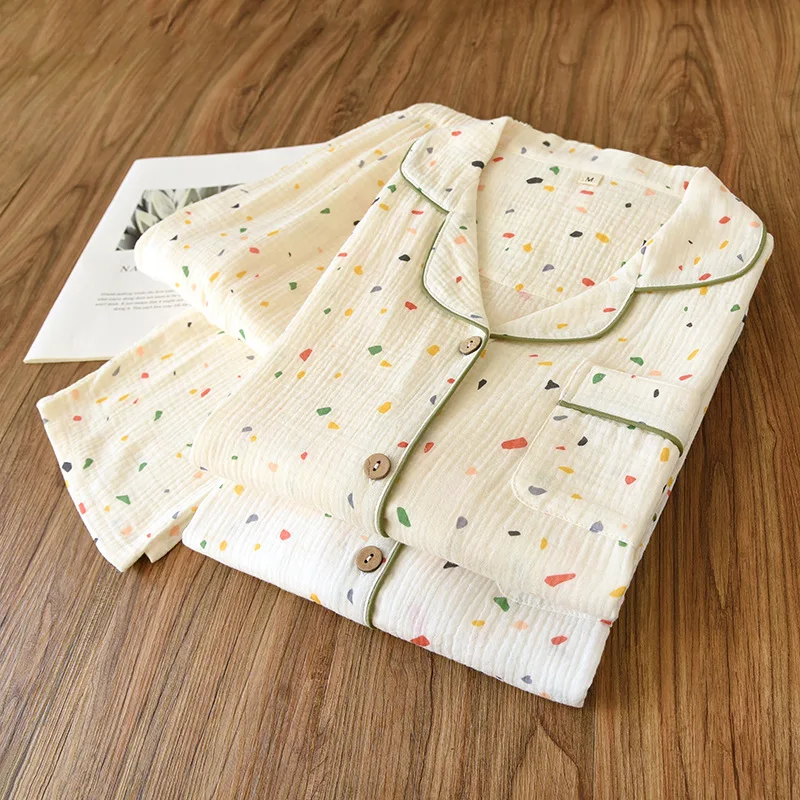 Print Sleepwear Cotton Women's Underwear Set Suit For Home Nightie Autumn New Long Sleeve Pijams For Women Homewear