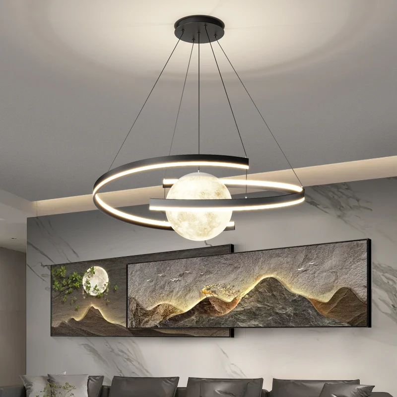 

Nordic Minimalist Fashion Living Room Pendant Lights Modern Designer Master Bedroom Study Creative Dining Room Lunar Chandelier