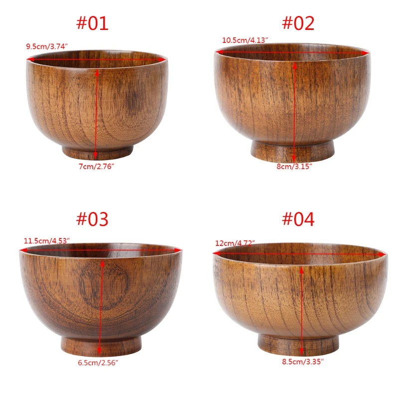 

Natural Wooden Bowl Small Soup Bowl Noodles Organization Holder Dropship