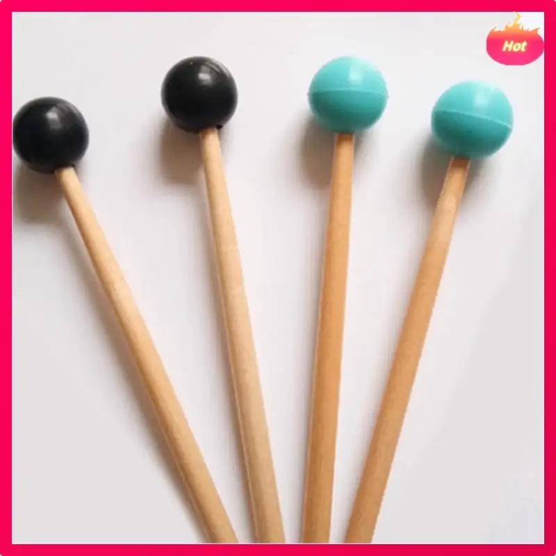 Multi 6Pcs Soft Rubber Head Sticks Wood Handle Bell Mallets For Glockenspiel Xylophone Bell Music Instruments Parts Black