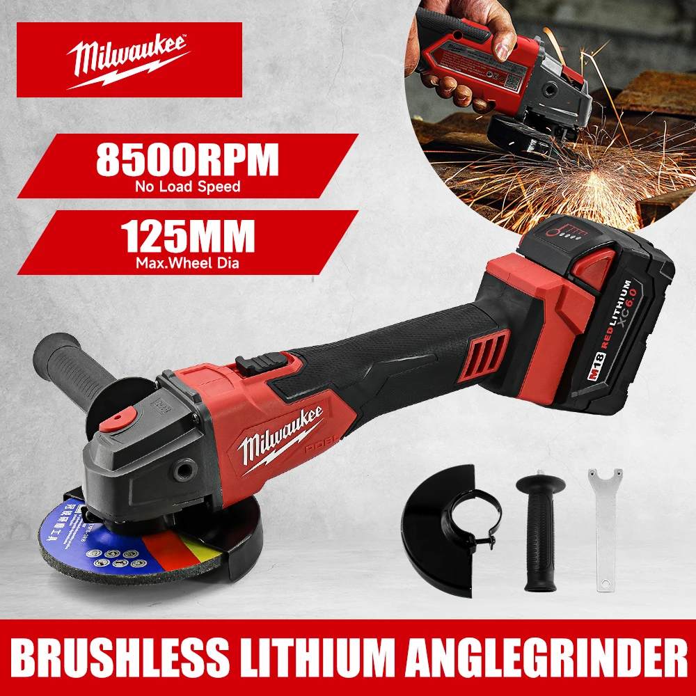 125mm Brushless Cordless Angle Grinder – Electric Power Tool with No-Lock Paddle Switch | Professional Cutting & Polishing Grinder 1