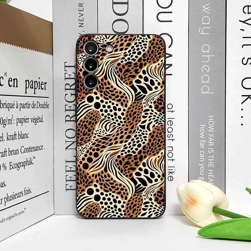 Vintage Art Palm Leaf Zebra Leopard Print Soft Phone Case