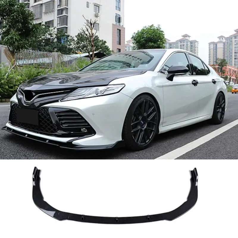 

3PCS ABS Gloss Black or Carbon Look Front Bumper Lip Splitter Spoiler FOR TOYOTA Camry 8th 2018 -2021