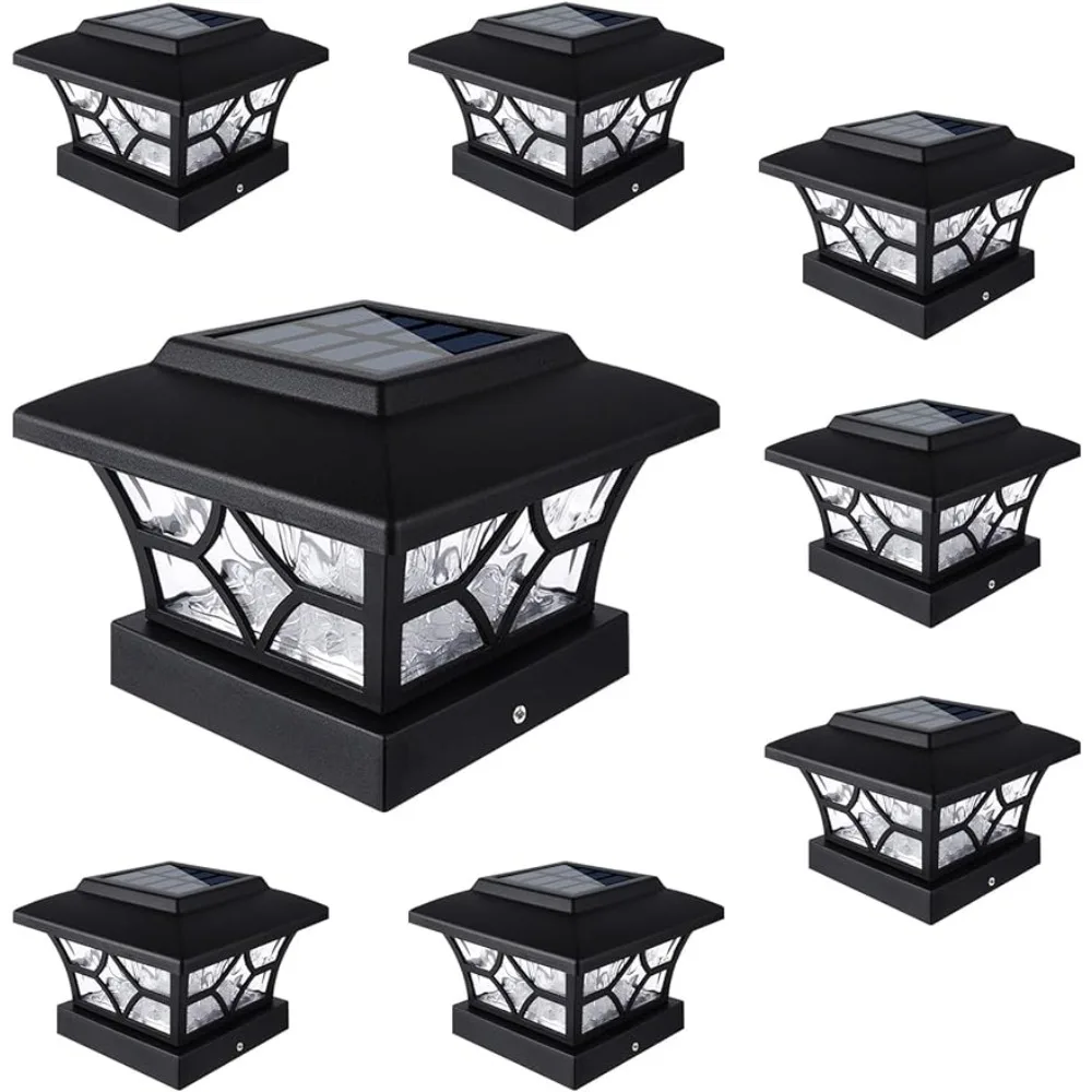 Solar Post Cap Lights 4x4/6x6, Vinyl Fence Post Solar Lights White/Black for Dock Waterproof 2 Color Modes 8Pack s2 smartwatch 1 83 inch large screen 24h monitoring of hr bp spo2 450mah battery 30 sport modes black