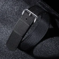 Military Style Nylon Canvas Watch Strap - Soft, Durable, and Stylish Replacement Wristband - 22mm (Black)