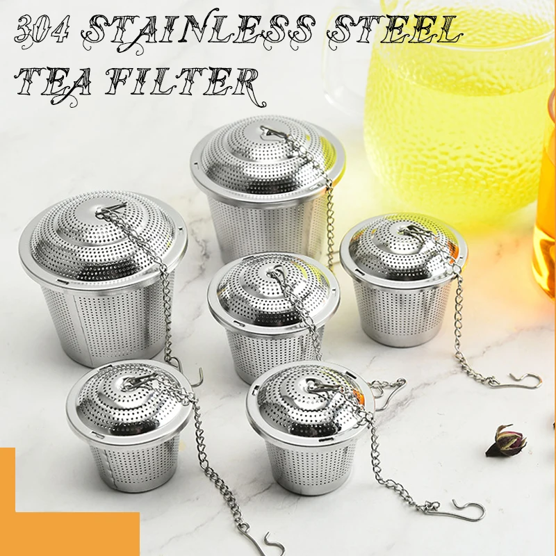 304 Stainless Steel Chain Tea Leaf Infuser Filter Hot Pot Brine Kitchen Soup Seasoning Ball Creative Mesh Herbal Spice Filter