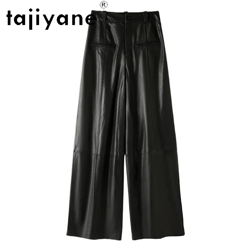 TAJIYANE 100% Top-grain Sheepskin Women Pants Full Vegetable-Tanned Genuine Leather Straight-leg Pants Woman Autumn Clothes