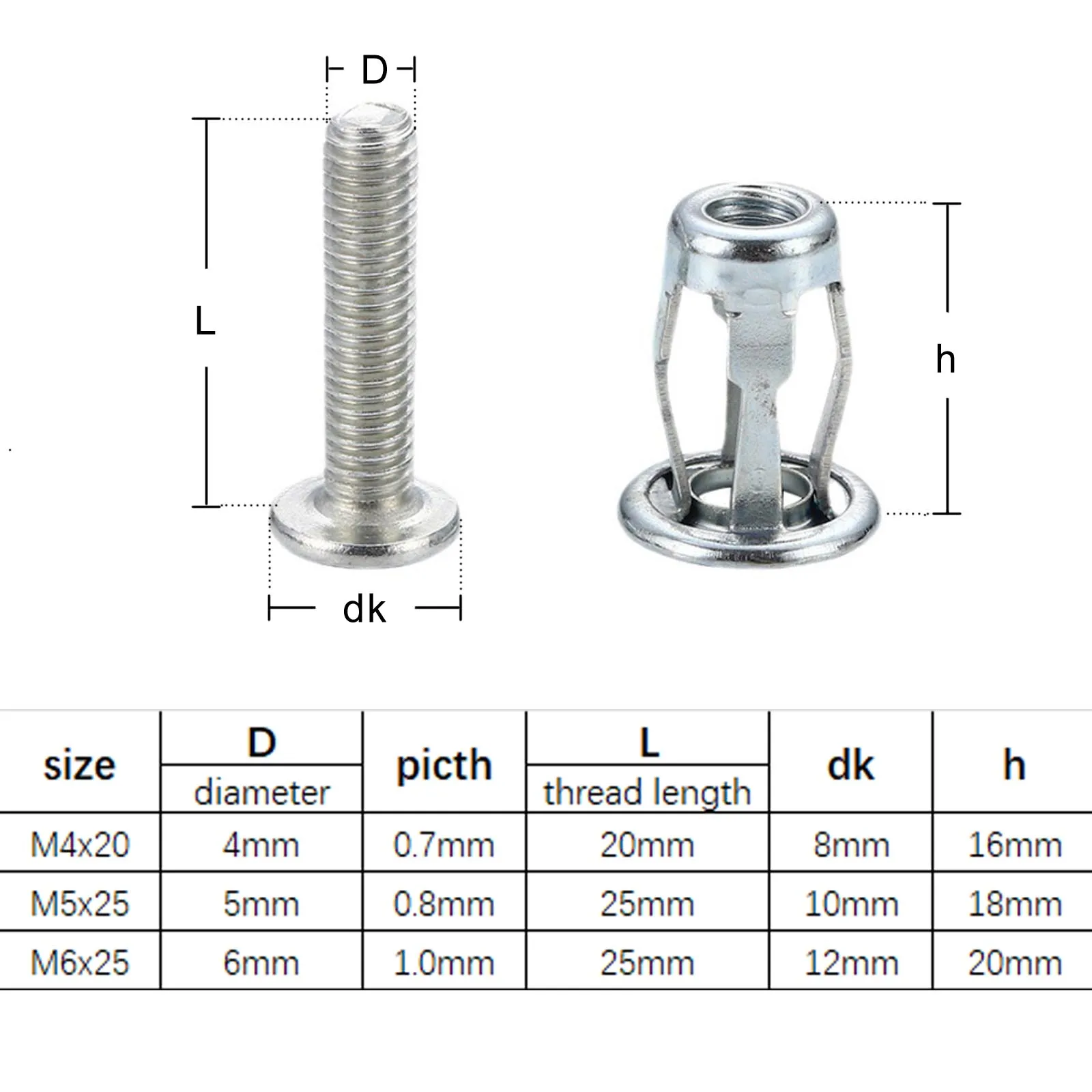 35pcs/box Jack Nut Expansion Rivets Nut Screw Bolt Mix M4 M5 M6 Kit Hollow Wall Iron Skin Clamp Petal Shape Anchors Plugs