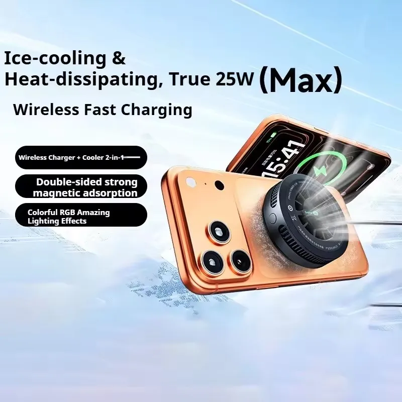 오리지널 블랙샤크 25W MAX 마그네틱 무선 충전기 2-IN-1 휴대폰 쿨러 AI 온도 제어 라디에이터 최신 버전